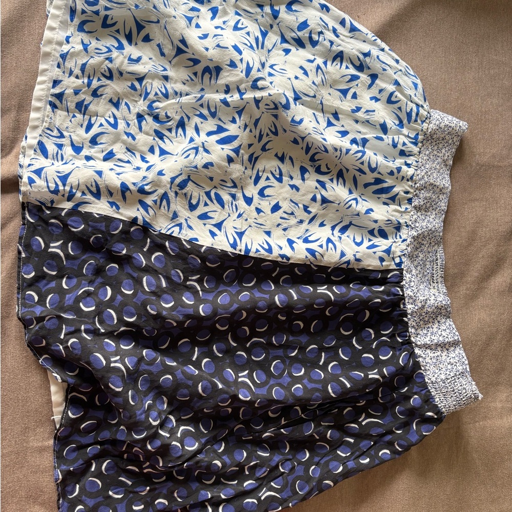 Maeve Blue and Cream Patterned Skater Skirt